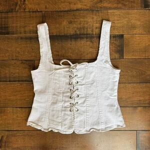 white lace up corset tank coquette y2k anwnd